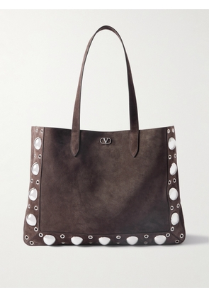 Valentino Garavani - Nellcôte Embellished Suede Tote Bag - Men - Brown