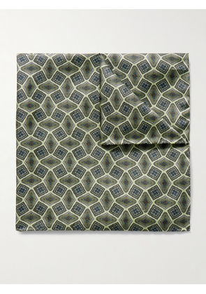De Petrillo - Printed Silk-Twill Pocket Square - Men - Green