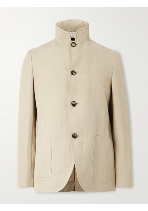 Loro Piana - Spagna Unstructured Nehru-Collar Linen and Silk-Blend Twill Jacket - Men - Neutrals - IT 46