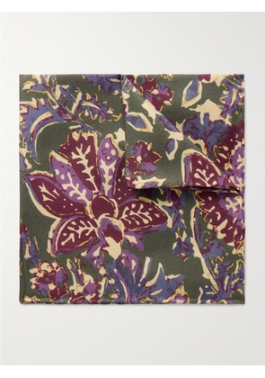 Favourbrook - Charleston Floral-Print Silk-Twill Pocket Square - Men - Green