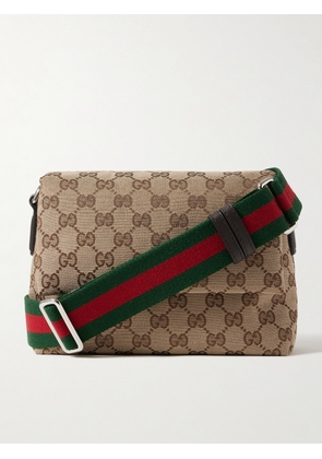 Gucci - Neo Original Leather-Trimmed Monogrammed Canvas Messenger Bag - Men - Neutrals