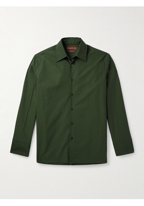 Gucci - Oversized Logo-Debossed Cotton-Poplin Shirt - Men - Green - IT 46