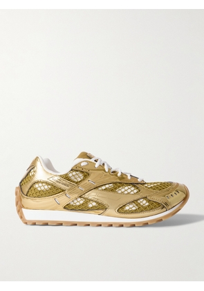 Bottega Veneta - Orbit Metallic Rubber and Mesh Sneakers - Men - Gold - EU 43