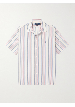 Polo Ralph Lauren - Convertible-Collar Logo-Embroidered Striped Cotton-Chambray Shirt - Men - Gray - XS