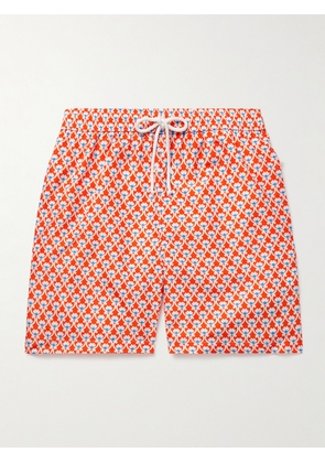 Anderson & Sheppard - Slim-Fit Straight-Leg Mid-Length Printed Swim Shorts - Men - Orange - S