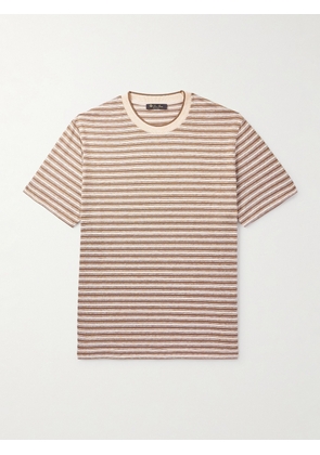 Loro Piana - Elvo Striped Silk and Linen-Blend T-Shirt - Men - Brown - S