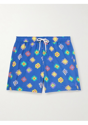 Drake's - Kelim Straight-Leg Mid-Length Printed Swim Shorts - Men - Blue - S