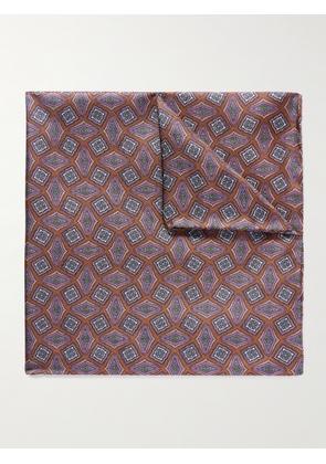 De Petrillo - Printed Silk-Twill Pocket Square - Men - Red