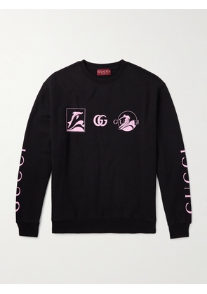 Gucci - Logo-Print Cotton-Jersey Sweatshirt - Men - Black - M