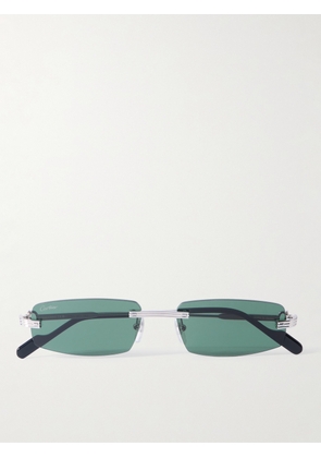 Cartier Eyewear - Rimless Rectangular-Frame Silver-Tone Sunglasses - Men - Silver