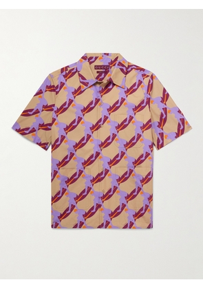 Gucci - Oversized Camp-Collar Printed Cotton-Poplin Shirt - Men - Purple - IT 46