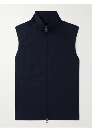 Loro Piana - Landon Suede-Trimmed Cotton-Satin Gilet - Men - Blue - IT 46