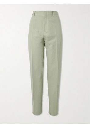 Loro Piana - Cedric Tapered Cotton and Linen-Blend Canvas Trousers - Men - Green - IT 46