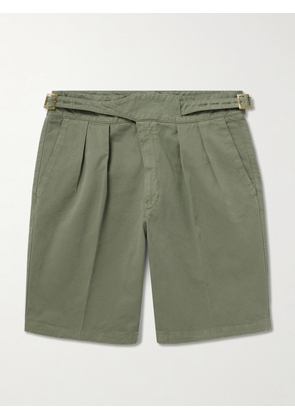 Rubinacci - Manny Straight-Leg Pleated Cotton Shorts - Men - Green - IT 44