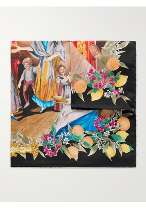 Rubinacci - Waterseller Printed Silk-Twill Pocket Square - Men - Black