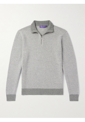 Ralph Lauren Purple Label - Slim-Fit Suede-Trimmed Cashmere Half-Zip Sweater - Men - Gray - S