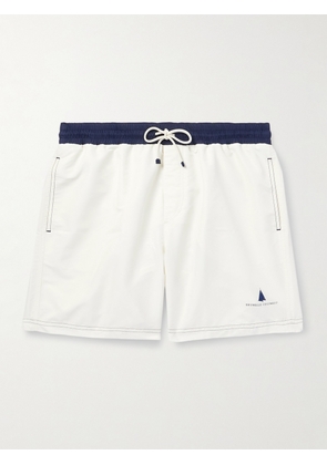 Brunello Cucinelli - Straight-Leg Mid-Length Logo-Print Swim Shorts - Men - White - XS
