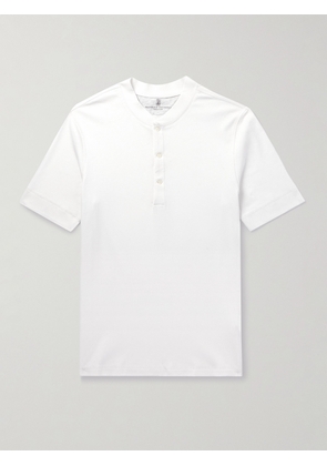 Brunello Cucinelli - Ribbed Cotton-Jersey Henley T-Shirt - Men - White - S