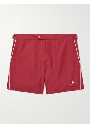 Brunello Cucinelli - Straight-Leg Mid-Length Logo-Print Swim Shorts - Men - Red - XS