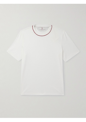Brunello Cucinelli - Piped Cotton-Jersey T-Shirt - Men - White - S