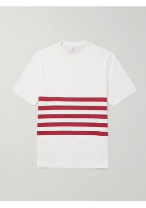 Brunello Cucinelli - Slim-Fit Striped Cotton-Jersey T-Shirt - Men - White - S