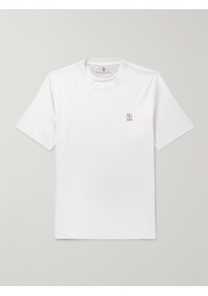 Brunello Cucinelli - Logo-Print Cotton-Jersey T-Shirt - Men - White - S