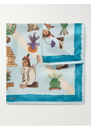 Rubinacci - Mendoza Printed Silk-Twill Pocket Square - Men - Blue