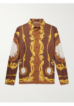 Versace - Printed Silk-Twill Shirt - Men - Brown - IT 46