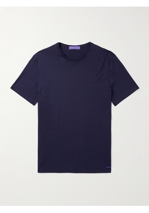 Ralph Lauren Purple Label - Logo-Embroidered Cotton-Lisle T-Shirt - Men - Blue - XS