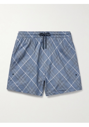 Burberry - Slim-Fit Short-Length Checked Swim Shorts - Men - Blue - S