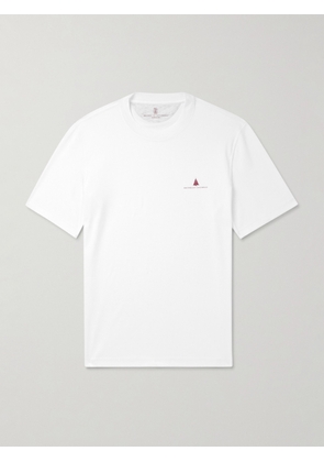 Brunello Cucinelli - Slim-Fit Logo-Print Cotton-Jersey T-Shirt - Men - White - S