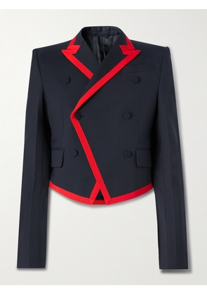 McQueen - Slim-Fit Double-Breasted Grosgrain-Trimmed Wool Blazer - Men - Blue - IT 48