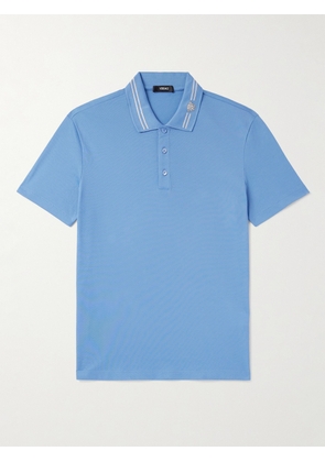 Versace - Medusa Embroidered Cotton-Piqué Polo Shirt - Men - Blue - S