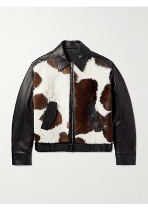 Givenchy - Slim-Fit Belted Cow-Print Calf Hair and Leather Jacket - Men - Brown - IT 48