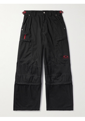 Balenciaga - Wide-Leg Convertible Logo-Embroidered Twill Cargo Trousers - Men - Black - S