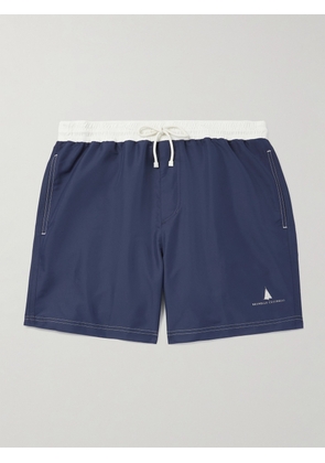 Brunello Cucinelli - Straight-Leg Mid-Length Logo-Print Swim Shorts - Men - Blue - XS