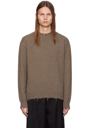 UMA WANG Brown Frayed Sweater