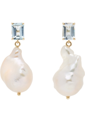Mateo Gold & Blue Topaz & Baroque Pearl Drop Earrings