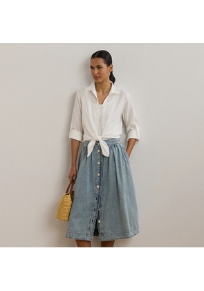 Button-Front Denim Skirt