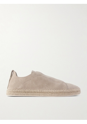 Zegna - Triple Stitch™ Leather-Trimmed Suede Slip-On Sneakers - Men - Neutrals - UK 6