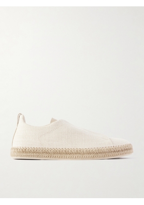 Zegna - Triple Stitch™ Leather-Trimmed Canvas Slip-On Sneakers - Men - Neutrals - UK 6