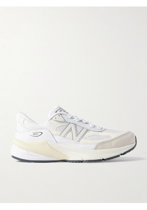 New Balance - 990 V6 Leather-Trimmed Suede and Mesh Sneakers - Men - White - UK 6