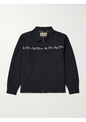 Kartik Research - Embroidered Embellished Cotton and Linen-Blend Jacket - Men - Black - S