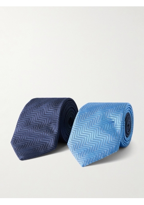 Missoni - Set of Two 7cm Striped Silk-Jacquard Ties - Men - Blue