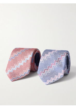 Missoni - Set of Two 7cm Silk-Jacquard Ties - Men - Purple
