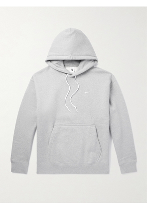 Nike - Solo Swoosh Logo-Embroidered Cotton-Blend Jersey Hoodie - Men - Gray - XS