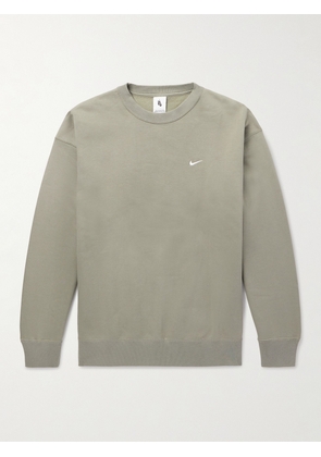 Nike - Solo Swoosh Logo-Embroidered Cotton-Blend Jersey Sweatshirt - Men - Green - XS