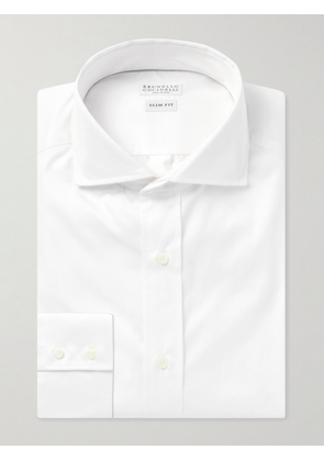 Brunello Cucinelli - Cutaway-Collar Cotton-Twill Shirt - Men - White - XS