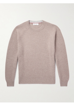 Brunello Cucinelli - Ribbed Cashmere Sweater - Men - Neutrals - IT 46