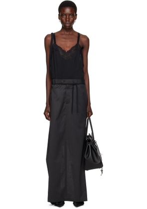 Balenciaga Black Patched Slip Maxi Dress